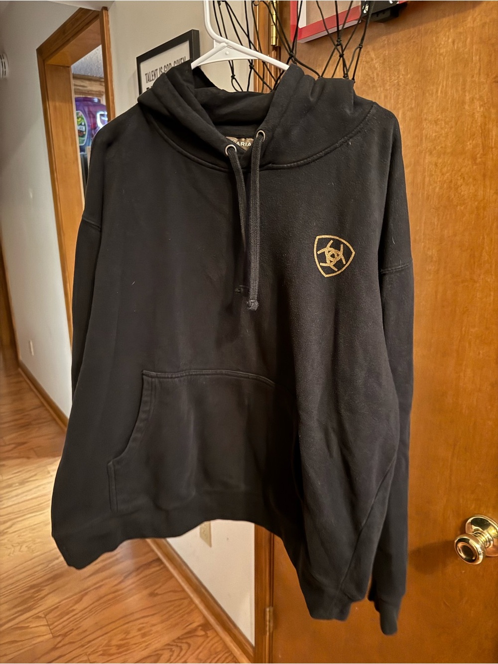 Ariat Black Crewneck Hoodie with Gold Shield Logo
